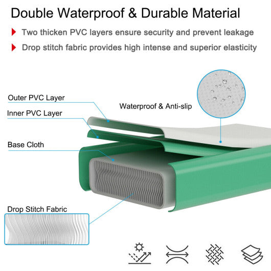 10 Feet Inflatable Gymnastics Tumbling Mat with Pump-Green