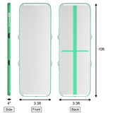 10 Feet Inflatable Gymnastics Tumbling Mat with Pump-Green