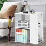 2-Tier Side End Table with Storage Shelves -White