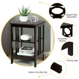 2 Pieces 3-Tier Nightstand Sofa Side End Table with Storage Display Shelf-Espresso