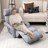 6-Position Adjustable Floor Chair with Adjustable Armrests and Footrest-Gray
