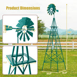 8 Feet Windmill Metal Ornamental Wind Wheel Weather Resistant-Green