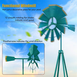 8 Feet Windmill Metal Ornamental Wind Wheel Weather Resistant-Green