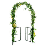 Garden Arch Arbor Trellis with Gate Patio Plant Stand Archway-Black