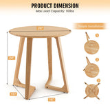 24 Inch Round End Table with Adjustable Foot Pads Natural