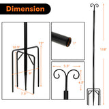 String Light Poles 2 Pack Outdoor Metal Poles with Top Arc Hook and 5-Prong Base-10 ft