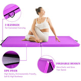 6 x 2 Feet Folding Gymnastic Mat with Carrying Handles for Yoga-Purple