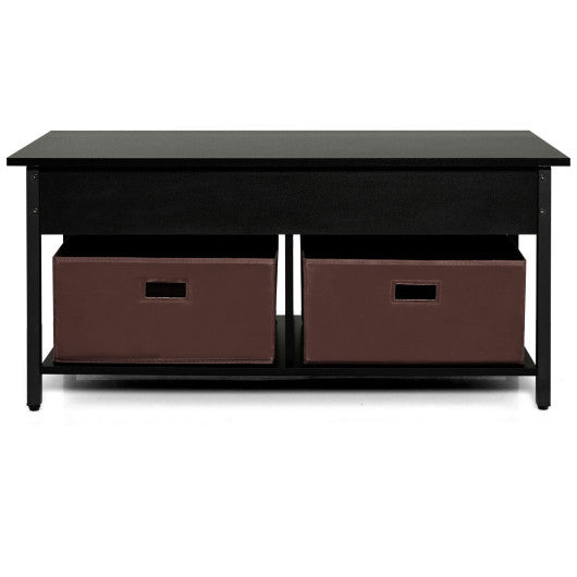 Lift Top Coffee Table Central Table with Drawers and Hidden Compartment for Living Room-Black