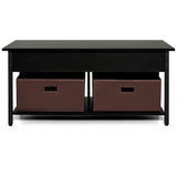 Lift Top Coffee Table Central Table with Drawers and Hidden Compartment for Living Room-Black