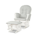 Wood Glider and Ottoman Set with Padded Armrests and Detachable Cushion-Gray and White